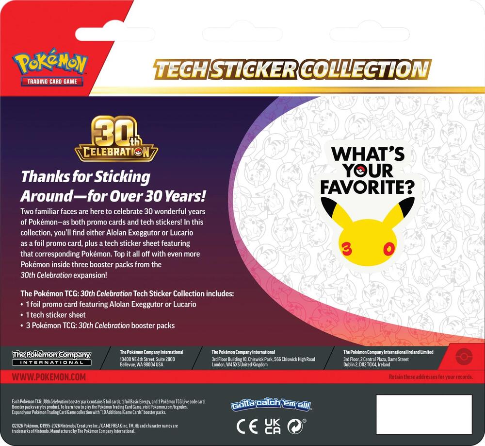 30th Celebration Tech Sticker Collection [Lucario] - ME: 30th Celebration (30C)