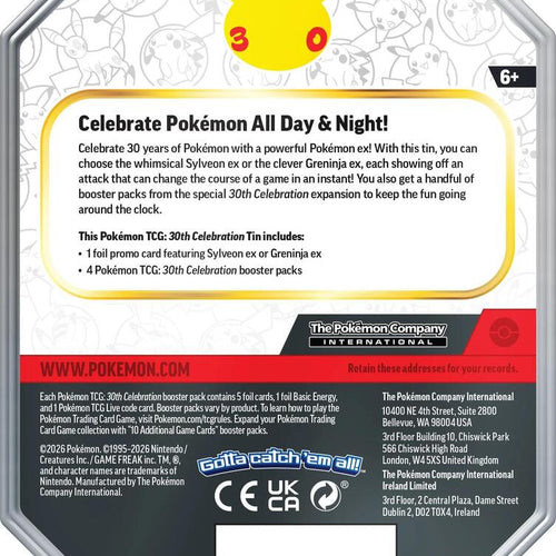 30th Celebration Tin [Sylveon ex] - ME: 30th Celebration (30C)